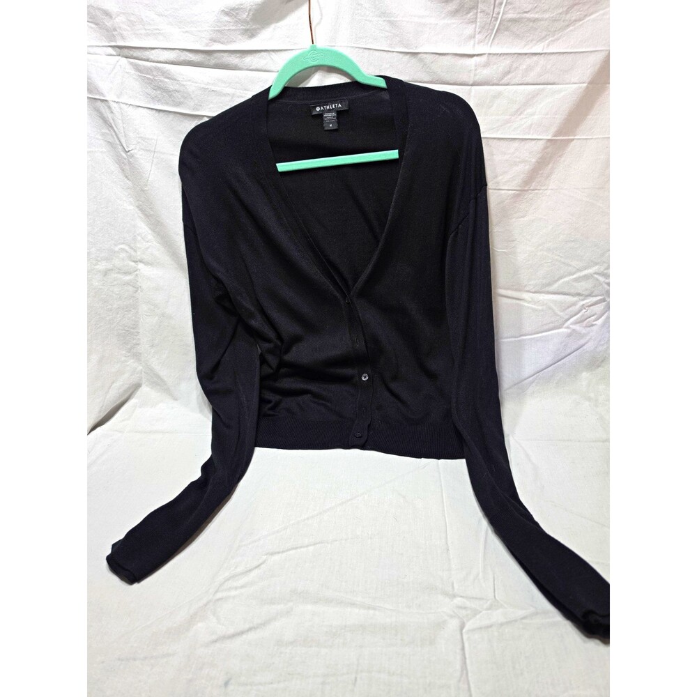 Athleta Women’s M Knit Black V-Neck Long Sleeve Button Cardigan